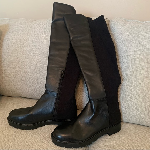 NWOB NINE WEST TREAD OVER THE KNEE LEATHER LUG SOLE BOOTS - Picture 2 of 8